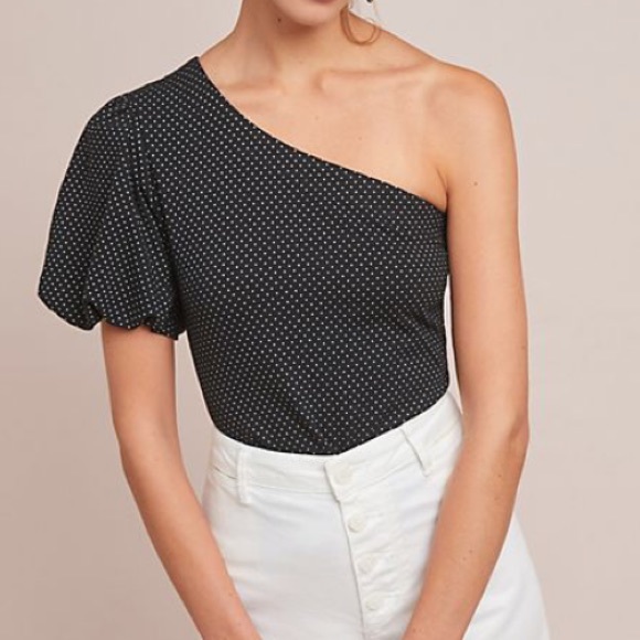 Anthropologie Tops - Anthropologie Polka Dot One-Shoulder Top!